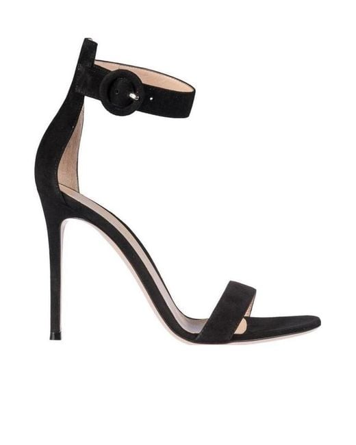 Gianvito Rossi Black Ankle Strap 'Portofino' Sandals