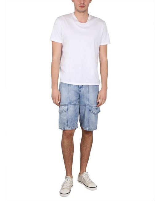 Isabel Marant Blue Logo Patch Tooling Shorts for men
