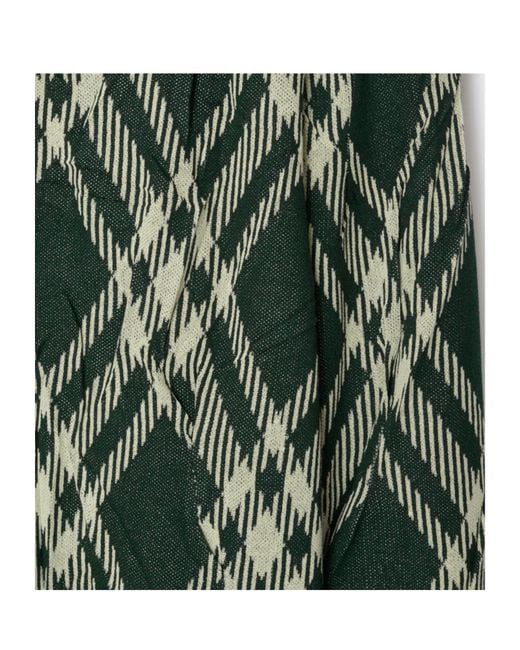 Burberry Green Plaid-Check Crinkled-Effect Crewneck Jumper for men