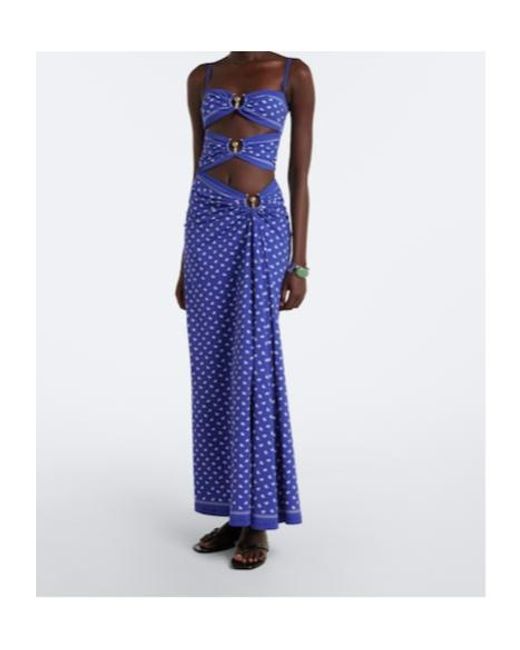 Christopher Esber Blue Ruched Orbit Bandana Maxi Dress
