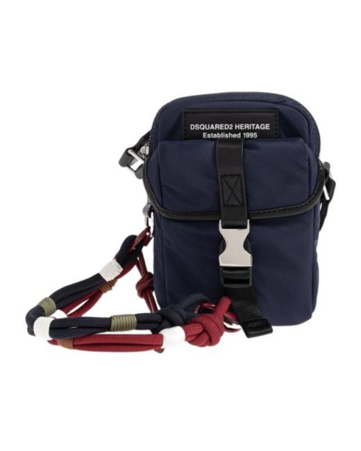 DSquared² Blue Heritage Buckle Shoulder Bag for men