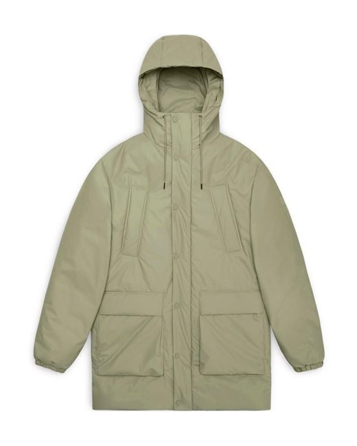 Rains Green Lohja Long Cargo Jacket for men