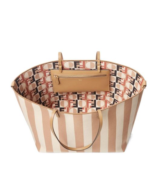 Fendi Natural Roll Striped Large Tote Bag
