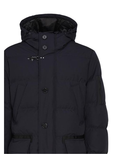 Fay Blue Quilted Parka Coat for men