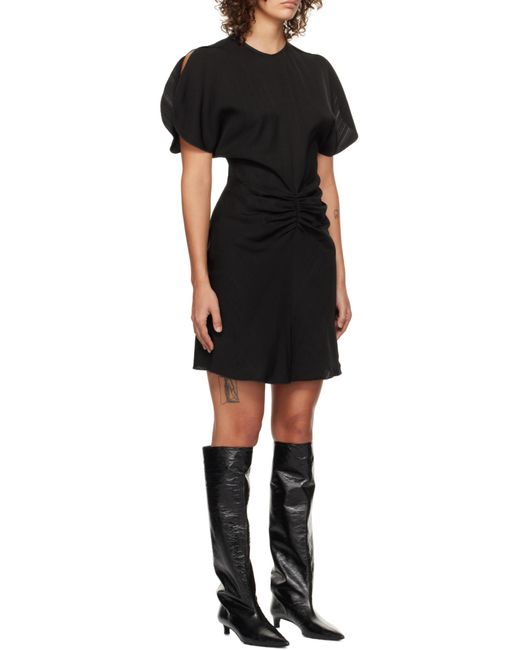 Victoria Beckham Black Gathered-Detail Mini Dress