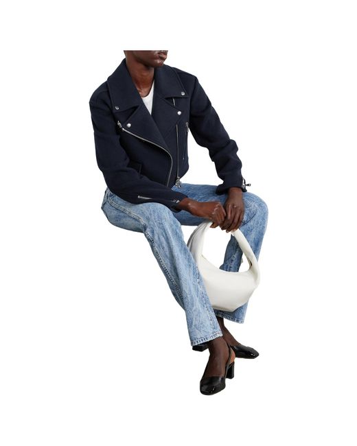 A.L.C. Blue Cropped Biker Jacket