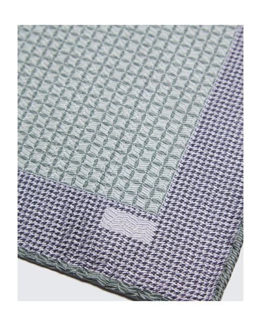 Brioni Gray Aqua And Micro Motif Silk Pocket Square for men