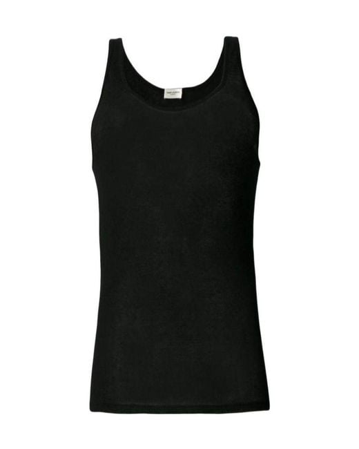 Saint Laurent Black Sleeveless Ribbed Tank Top