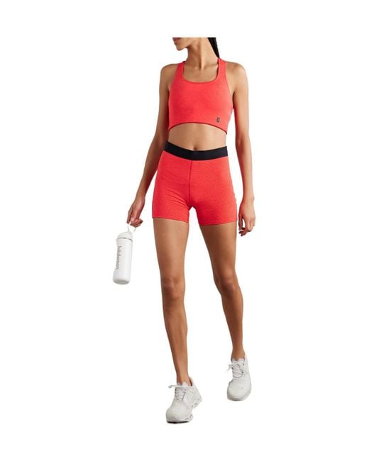 On Shoes Red Pace Ribbed Stretch Sports Bra