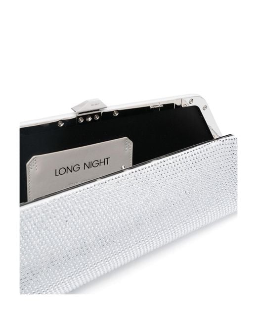 The Attico White The Long Night Embellished Asymmetric Clutch Bag