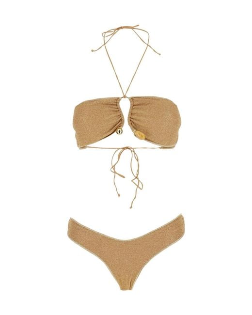 Oseree White Oséree Lurex Bandeau Bikini Set