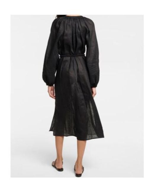Tory Burch Black Embroidered Linen Kaftan