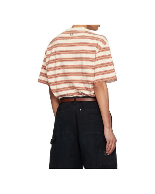 Wooyoungmi Black Striped Logo-Patch T-Shirt for men