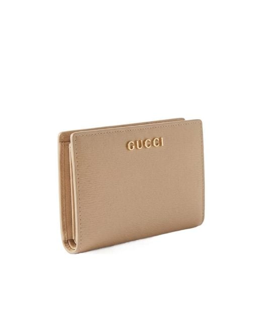 Gucci Natural Logo-Script Leather Wallet