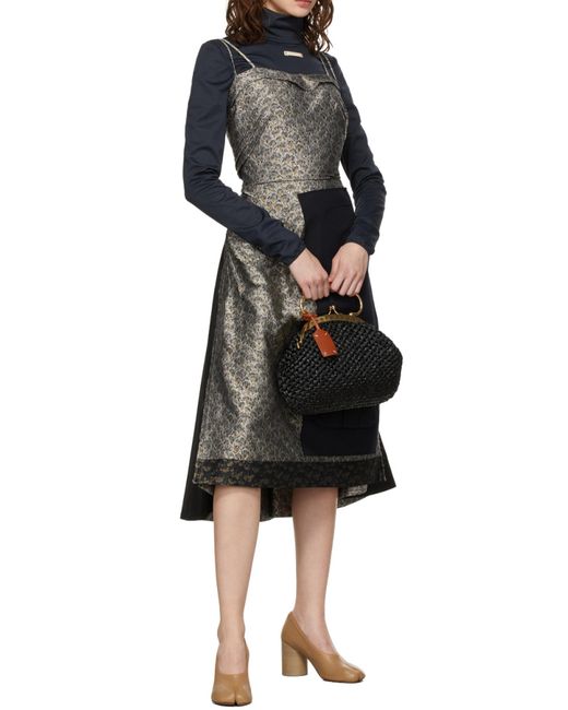 Maison Margiela Blue Floral-Embroidered A-Line Dress