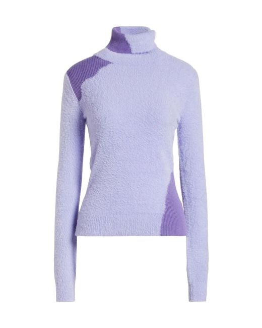 MM6 by Maison Margiela Purple Solid Color Lightweight Knit Sweater