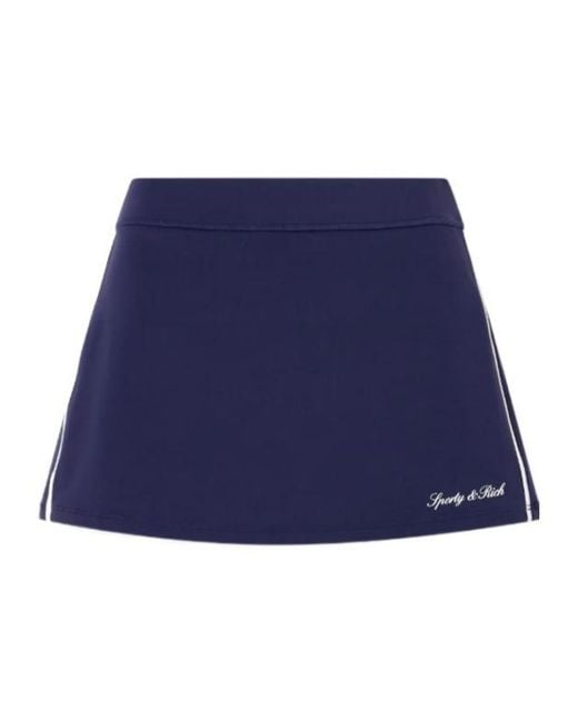 Sporty & Rich Blue Striped Jersey Tennis Skirt