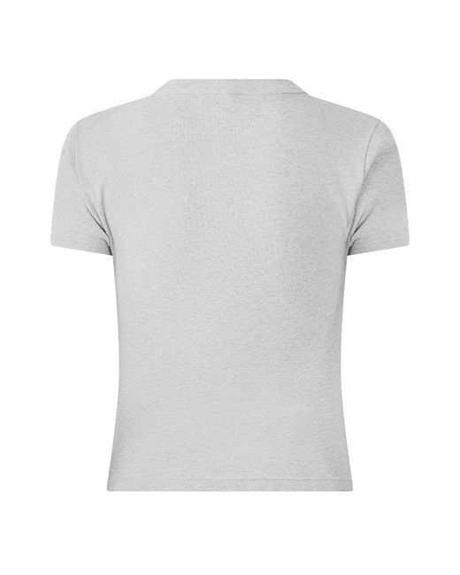Saint Laurent Gray Crewneck Shortsleeve Cropped Tshirt