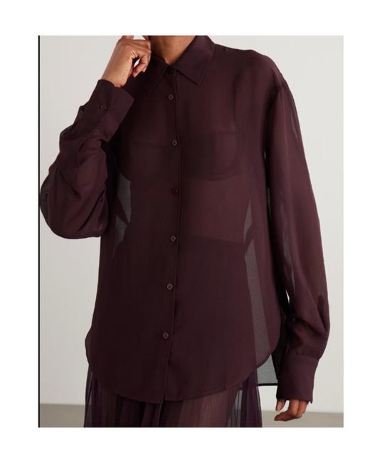 Frankie Shop Purple Sheer Long Sleeve Shirt