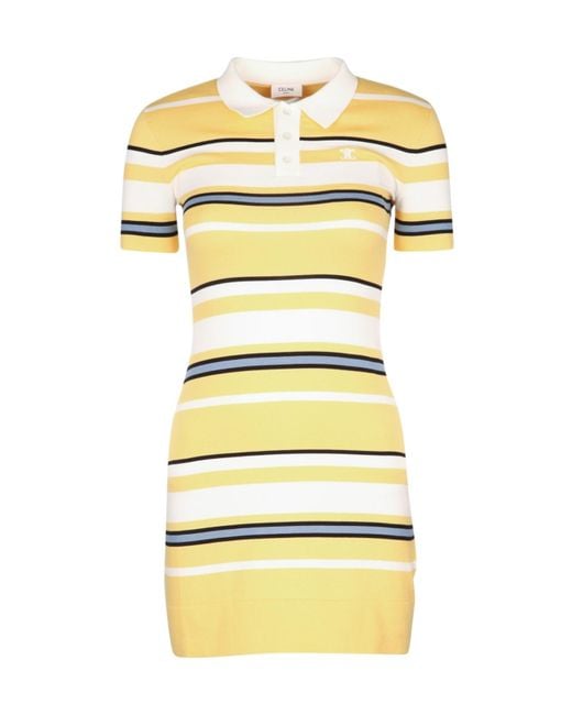 Céline Yellow Lapel Short-Sleeved Dress