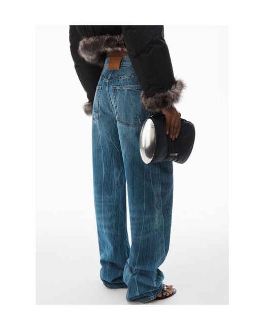 Alexander Wang Blue Blade Logo-Embroidered Balloon Jeans