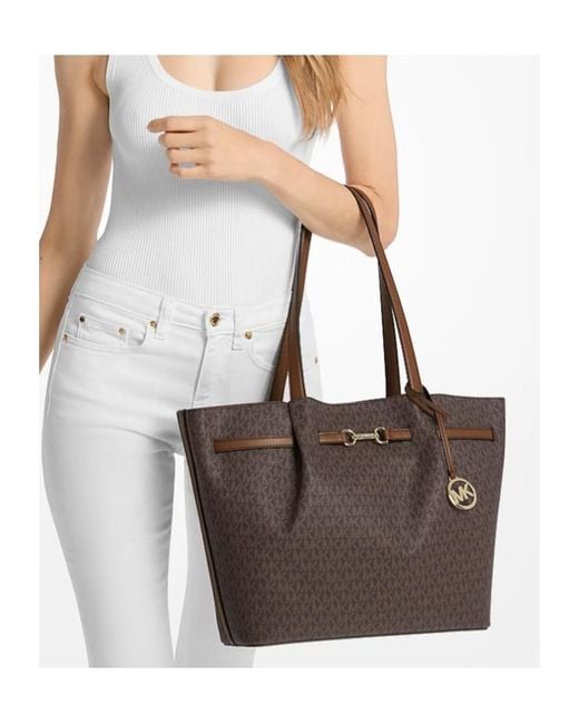 Michael Kors Brown Carson Large Signature Logo Tote Bag
