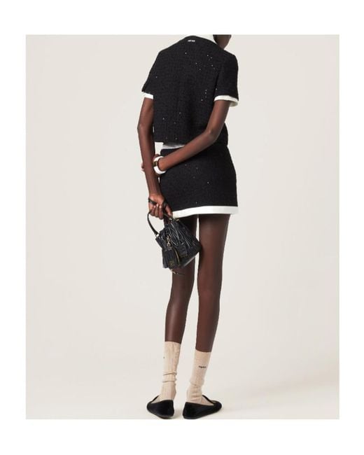 Miu Miu Black Short-Sleeved Buttoned Cardigan