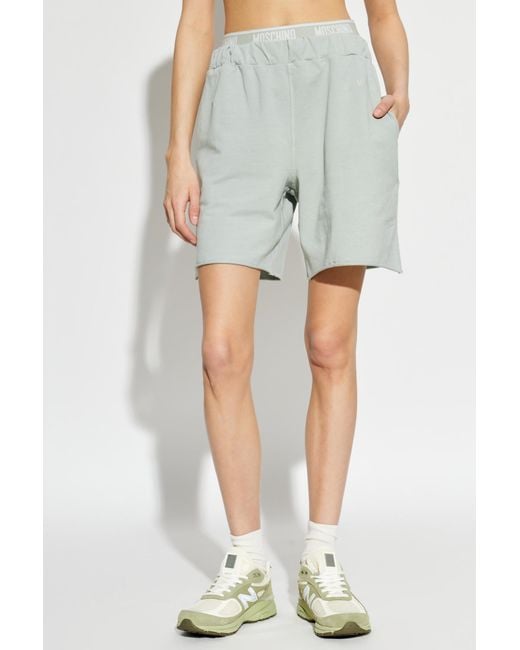 Moschino Gray Logo Waist Bermuda Shorts