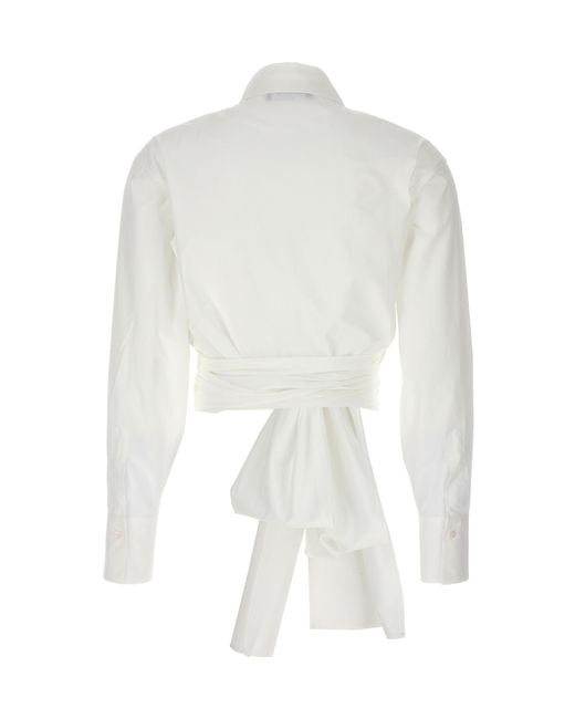 Fabiana Filippi White Wrap-Designed Long-Sleeved Shirt