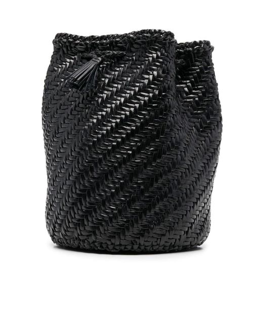 Dragon Diffusion Black Drawstring Knitted Shoulder Bag