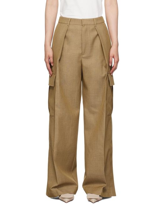 Burberry Natural Wide-Leg Pleated-Detailed Trousers