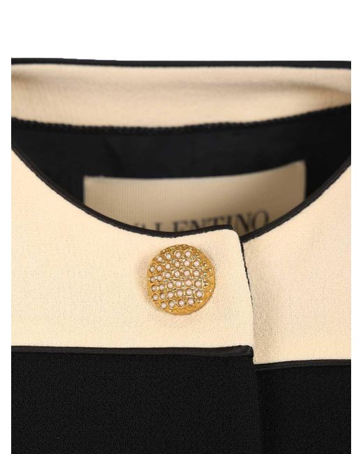 Valentino Black Button-Up Crewneck Jacket