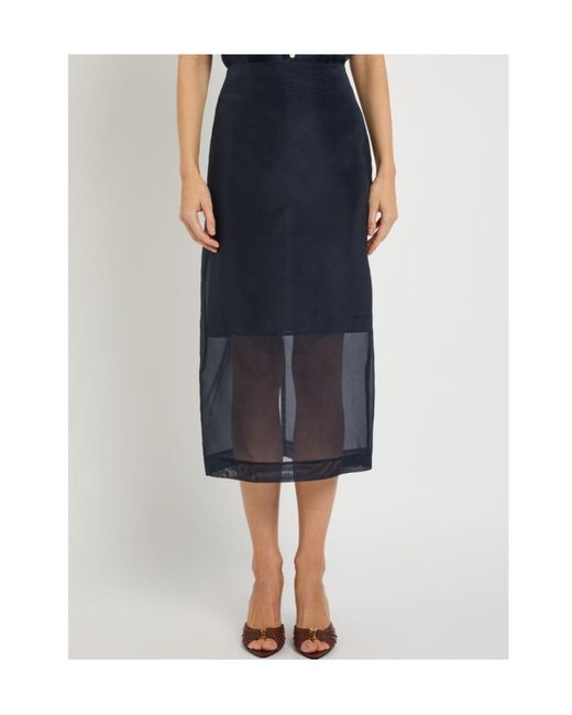 Polo Ralph Lauren Blue Silk-Organza Midi Skirt