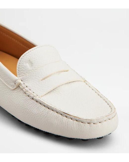Tod's White Gommino Loafers