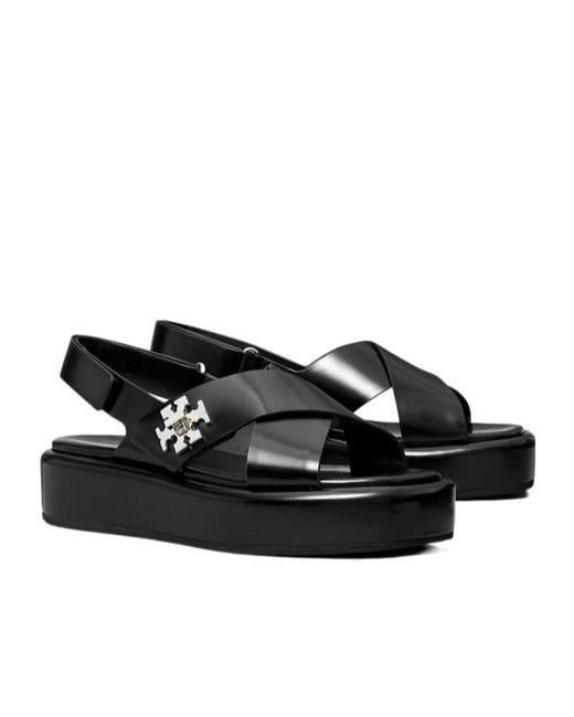 Tory Burch Black Turnlock Platform Sandals