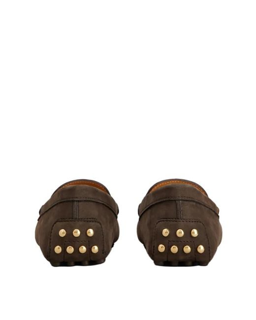 Tod's Brown Logo Detailed Slip-On Flat Shoes