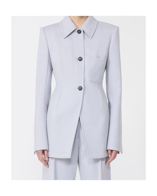 Max Mara Blue Fitted Gabardine Shirt Jacket
