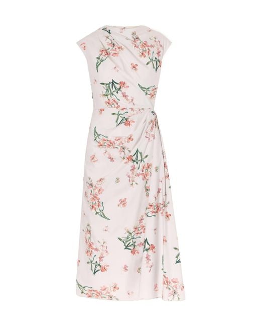 Erdem Pink Floral-Print Cotton-Poplin Midi Dress