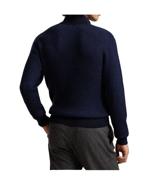 Polo Ralph Lauren Blue Half-Zip Textured Knit Sweater for men