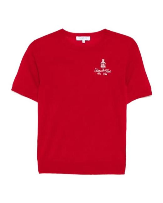 Sporty & Rich Red Vedome Merino T-Shirt