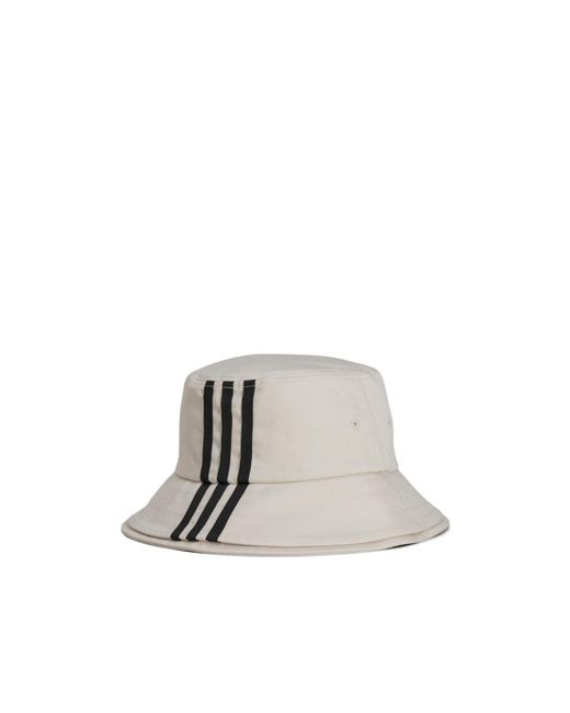 Y-3 White 3-Striped Bucket Hat for men