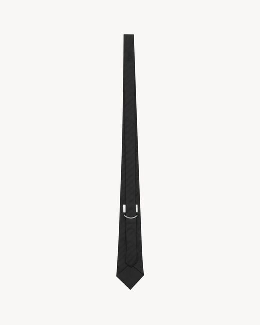 Saint Laurent White Striped Wide Tie for men