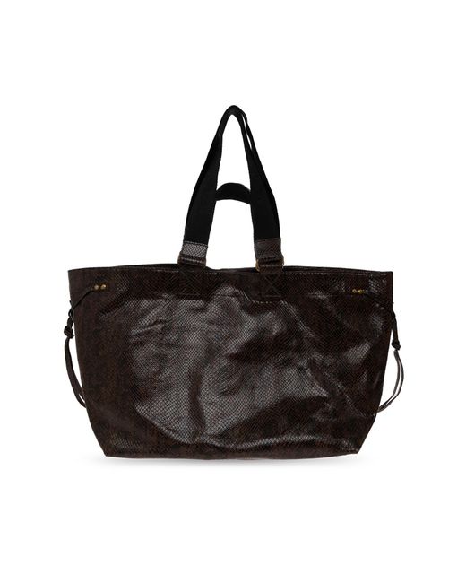 Isabel Marant Black Python-Print Handbag
