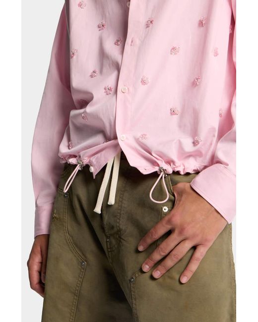 DSquared² Pink Embroidered Drawstring Shirt for men