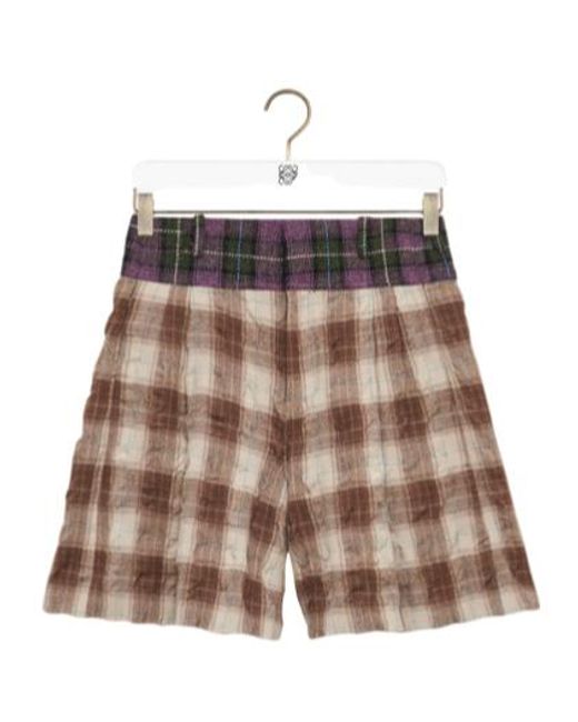 Loewe Brown Checked Flannel Shorts for men