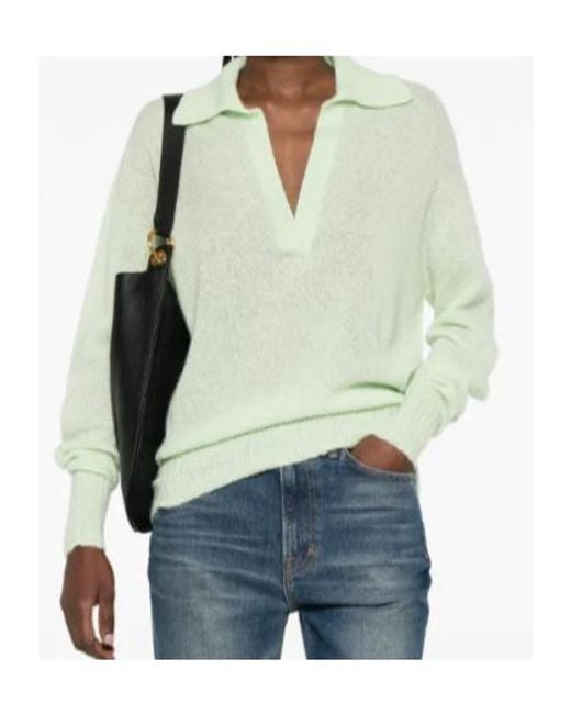 Tom Ford Green V-Neck Collared Sweater