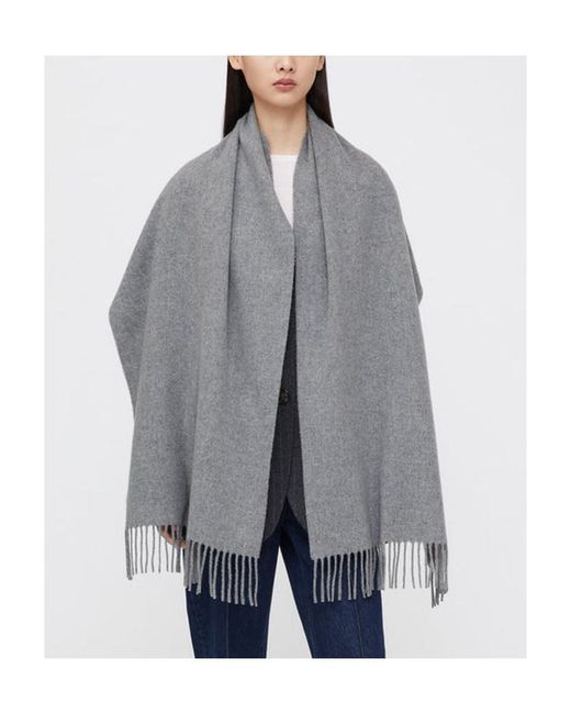 Totême Gray Totême Fringed-Edge Knitted Scarf