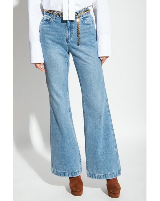 MICHAEL Michael Kors Blue Belted Bootcut High-Rise Jeans