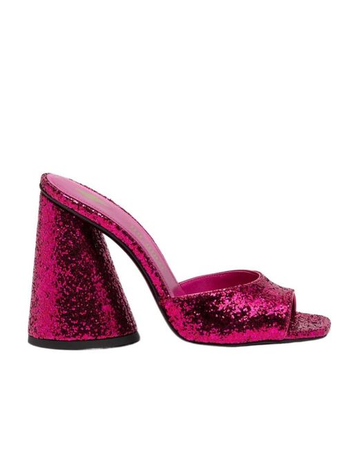 The Attico Purple The Luz Glitter Slip-On Mules