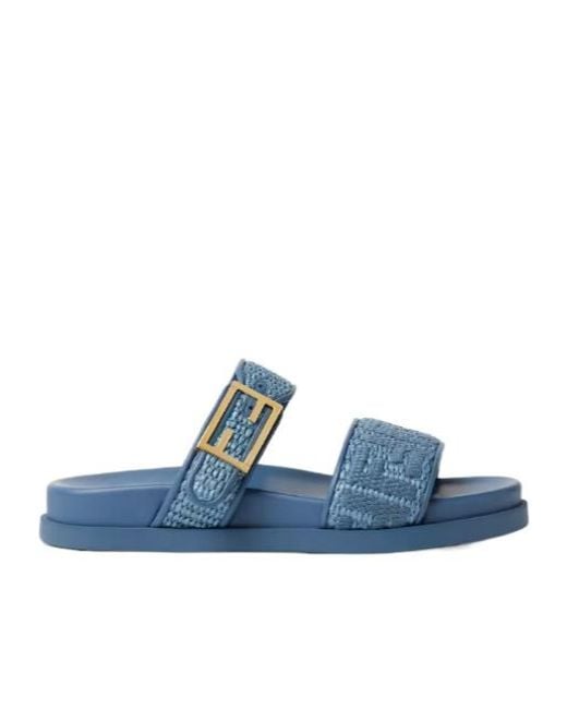 Fendi Blue Feel Chicc Buckled Slides